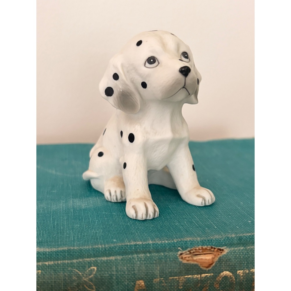 Vintage Homco Porcelain Dalmatian Puppy Dog Figurine 1467 Matte White Black Spot